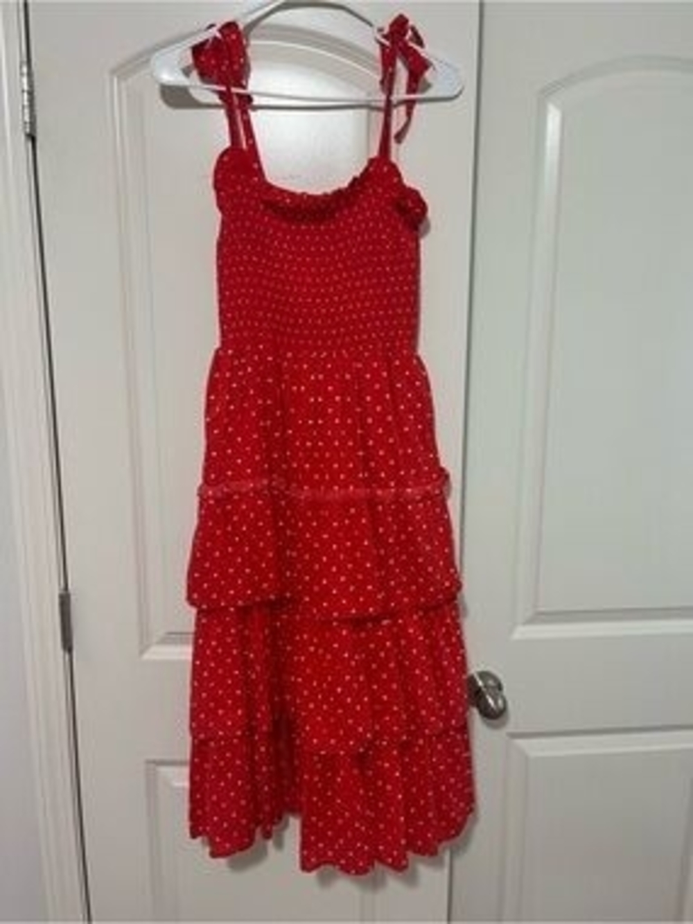 Draper James Red Polka Dot Tiered Midi Dress - Picture 2 of 2